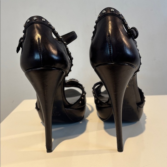 Miu Miu Prada Nappa Washed Jeweled T-Strap Platform Sandals Peep Toe Pumps 39.5 - Picture 6 of 12